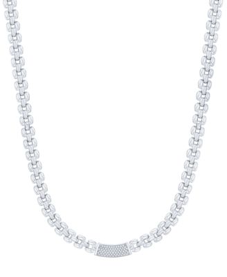 Diamond Pav&eacute; Bare Panther Link 18" Collar Necklace (1/2 ct. t.w.) in Sterling Silver