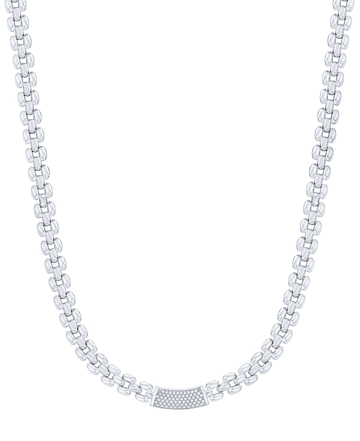 MACY'S DIAMOND PAVE BARE PANTHER LINK 18" COLLAR NECKLACE (1/2 CT. T.W.) IN STERLING SILVER 