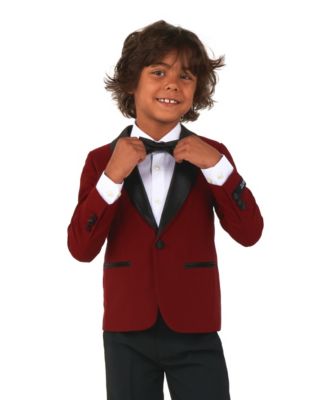 Little Boys Hot Burgundy Suit, Pant and Tie, 3-Piece Set