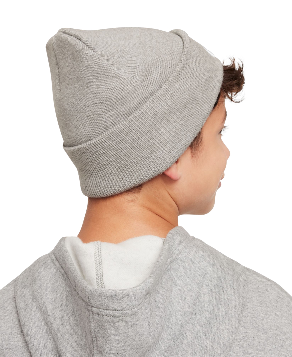 Nike Big Kids Peak Logo Embroidered Ribbed-knit Beanie In D Gr H,whi