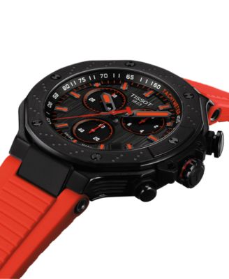 Men's Swiss Chronograph T-Race Red Rubber Strap Watch 45mm