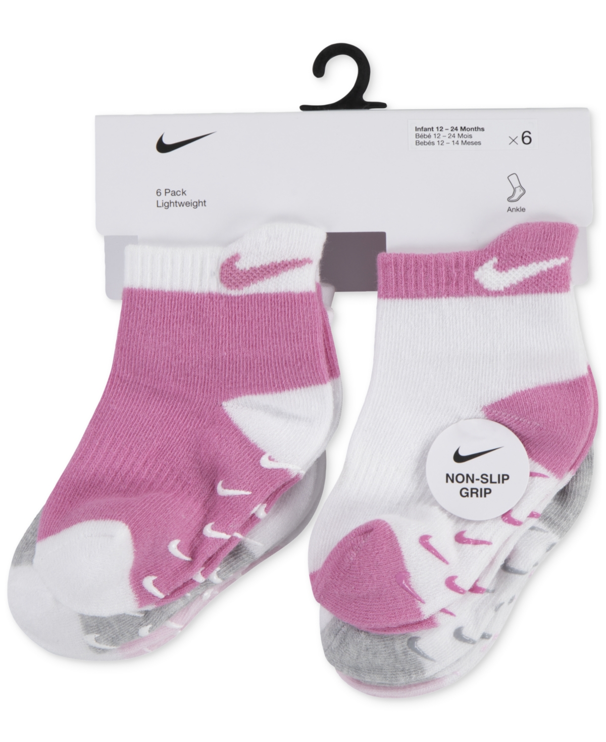 Nike Baby Or Toddler Tab Gripper Socks, Pack Of 6 In Dark Fushia