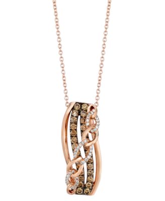 Le Vian - Chocolatier&reg; Diamond Crossover Multi-Row 18" Pendant Necklace (5/8 ct. t.w.) in 14k Rose Gold