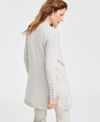 Petite Open-Front Button-Cuff Cardigan Sweater