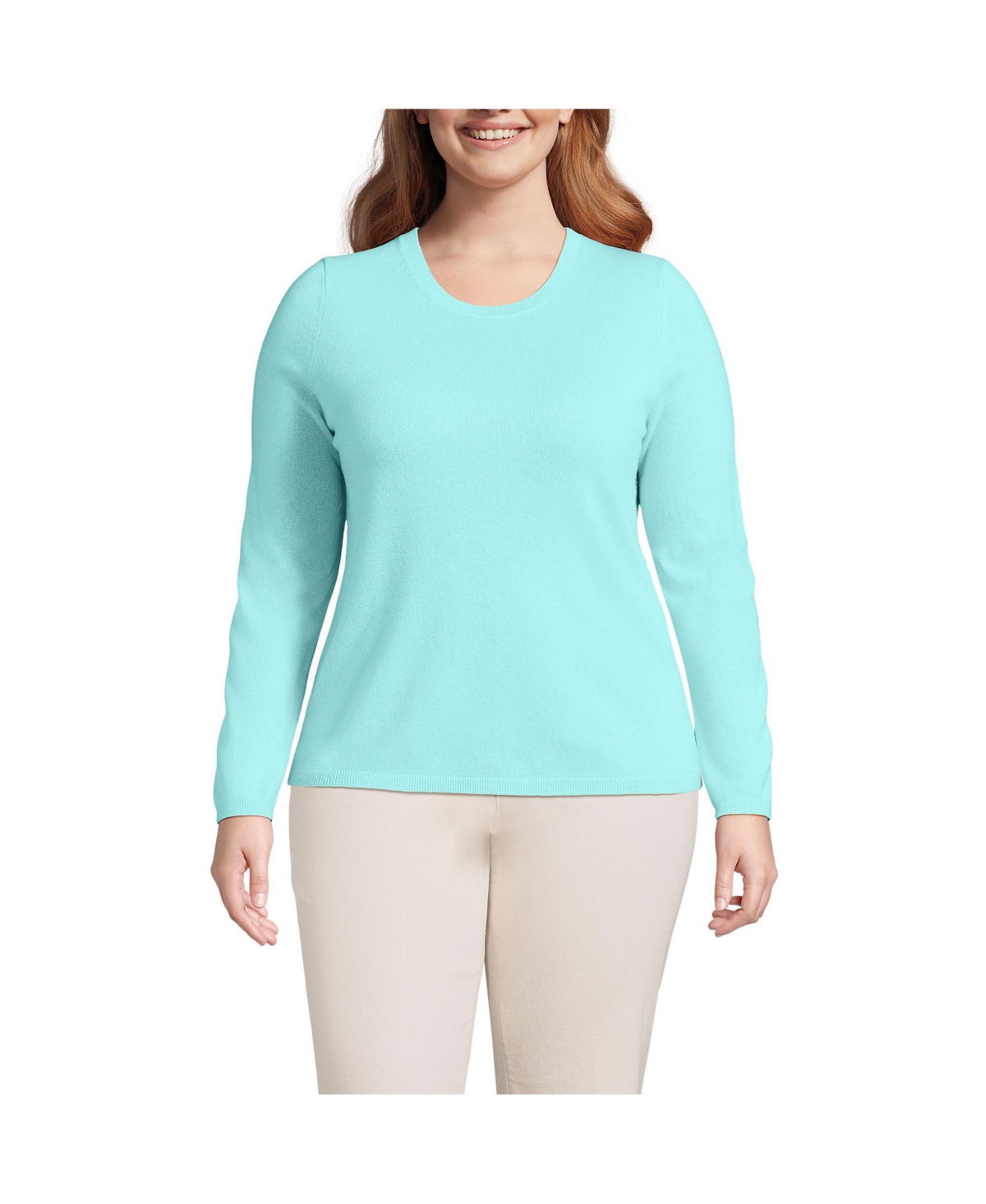 Plus Size Cashmere Sweater - Pale aqua ice