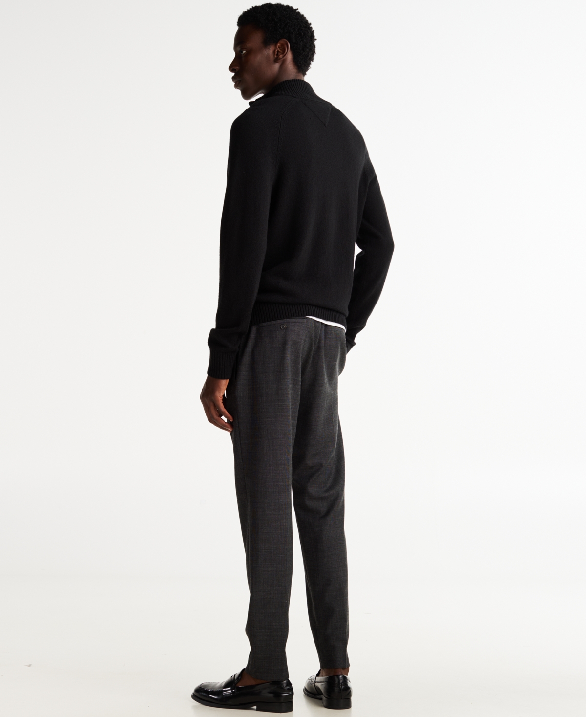 Tommy Hilfiger Essential Cotton Mens Half Zip Mock Sweatshirt In Black
