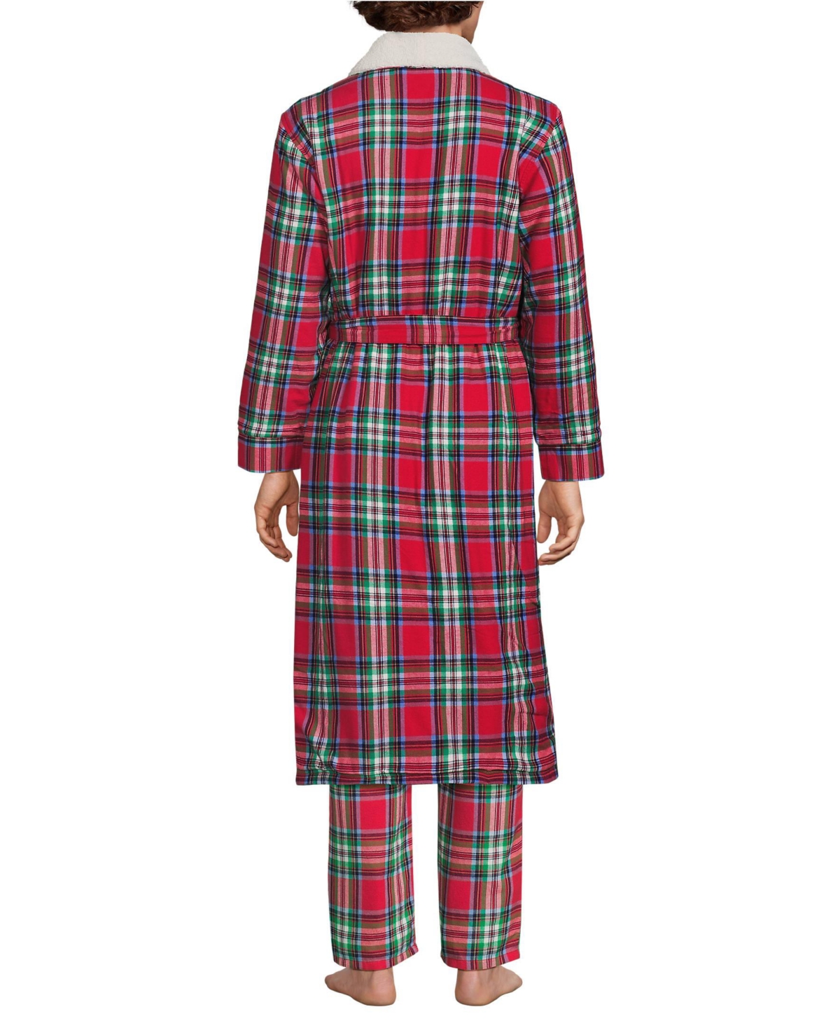 Lands' End Men's High Pile Fleece Lined Flannel Robe
