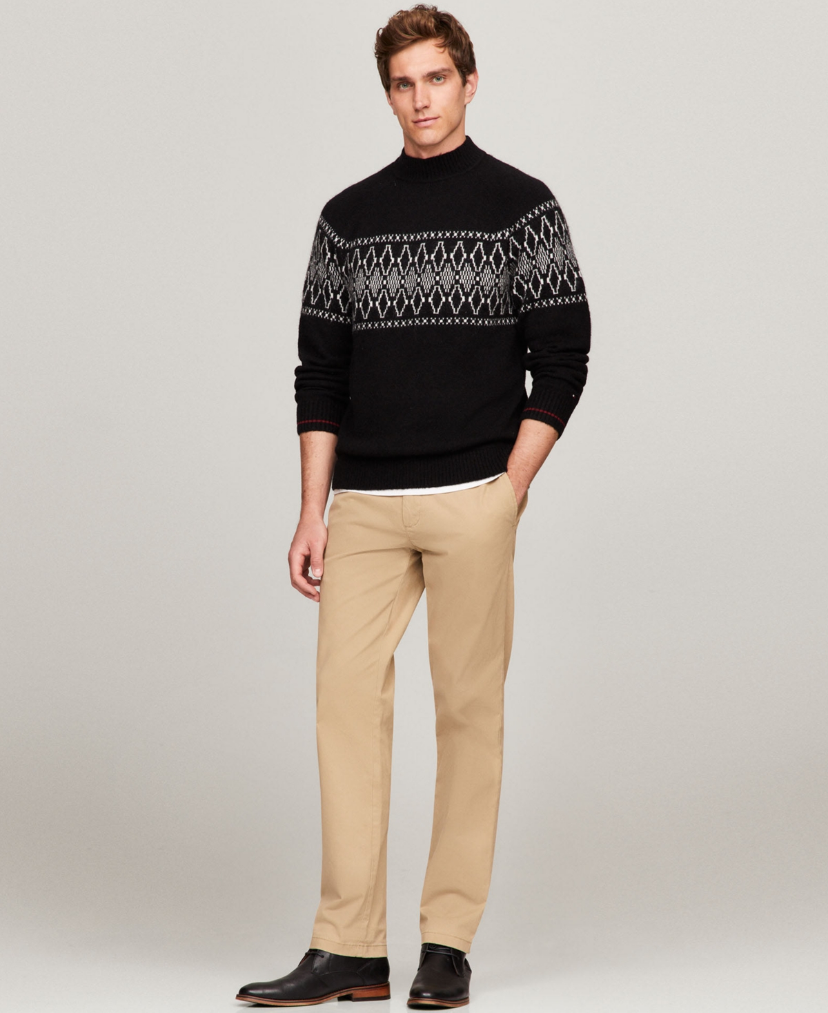 Tommy Hilfiger Men's Dress Casual Festive Turtleneck Sweater - Black
