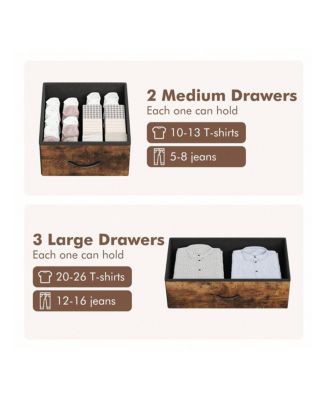 Dresser For Bedroom With 5 Drawers, Dressers & Chests Of Drawers For Hallway, Entryway, Storage Organizer Unit With Fabric