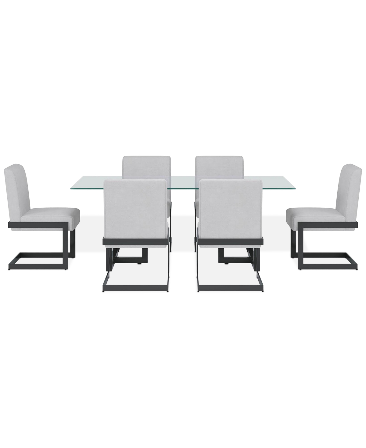 Macy's Emila 7 Pc. Dining Set (rectangular Table & 6 Chairs), Created For  In Clear Glass With Gunmetal Base