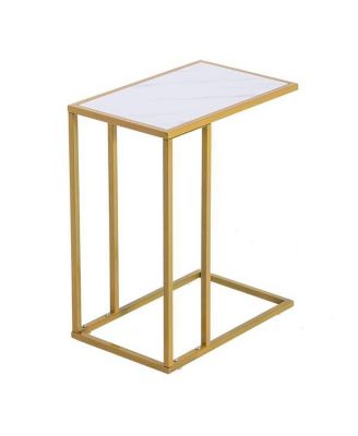 Marble Top C-Side Table – Compact Accent Table for Couch, Bed, or Small Apartment Decor