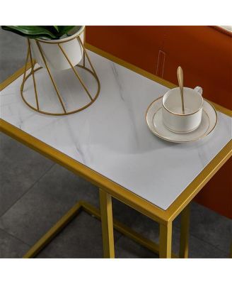 Marble Top C-Side Table – Compact Accent Table for Couch, Bed, or Small Apartment Decor