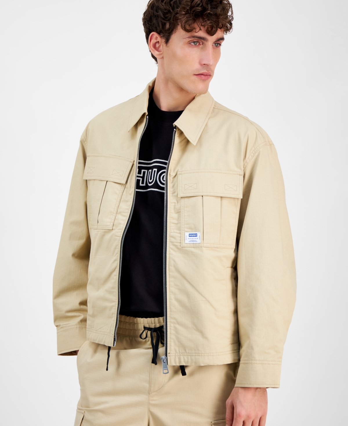 Hugo Boss Men's Bino Long Sleeve Four-pocket Zip-front Jacket In Medium Beige