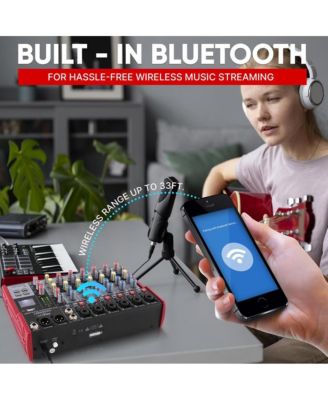 8-Channel Bluetooth Studio DJ Mixer with USB & Phantom Power - PMX848BT