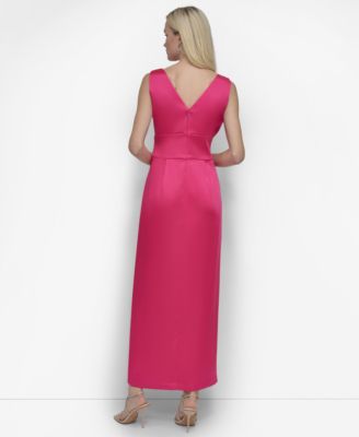 【DKNY】Surplice ラップ ミディドレス DKNY Women's Surplice-Neck Faux-Wrap Sleeveless Gown - Macy's