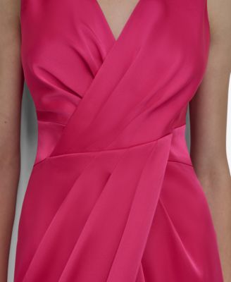 DKNY Women's Surplice-Neck Faux-Wrap Sleeveless Gown - Macy's