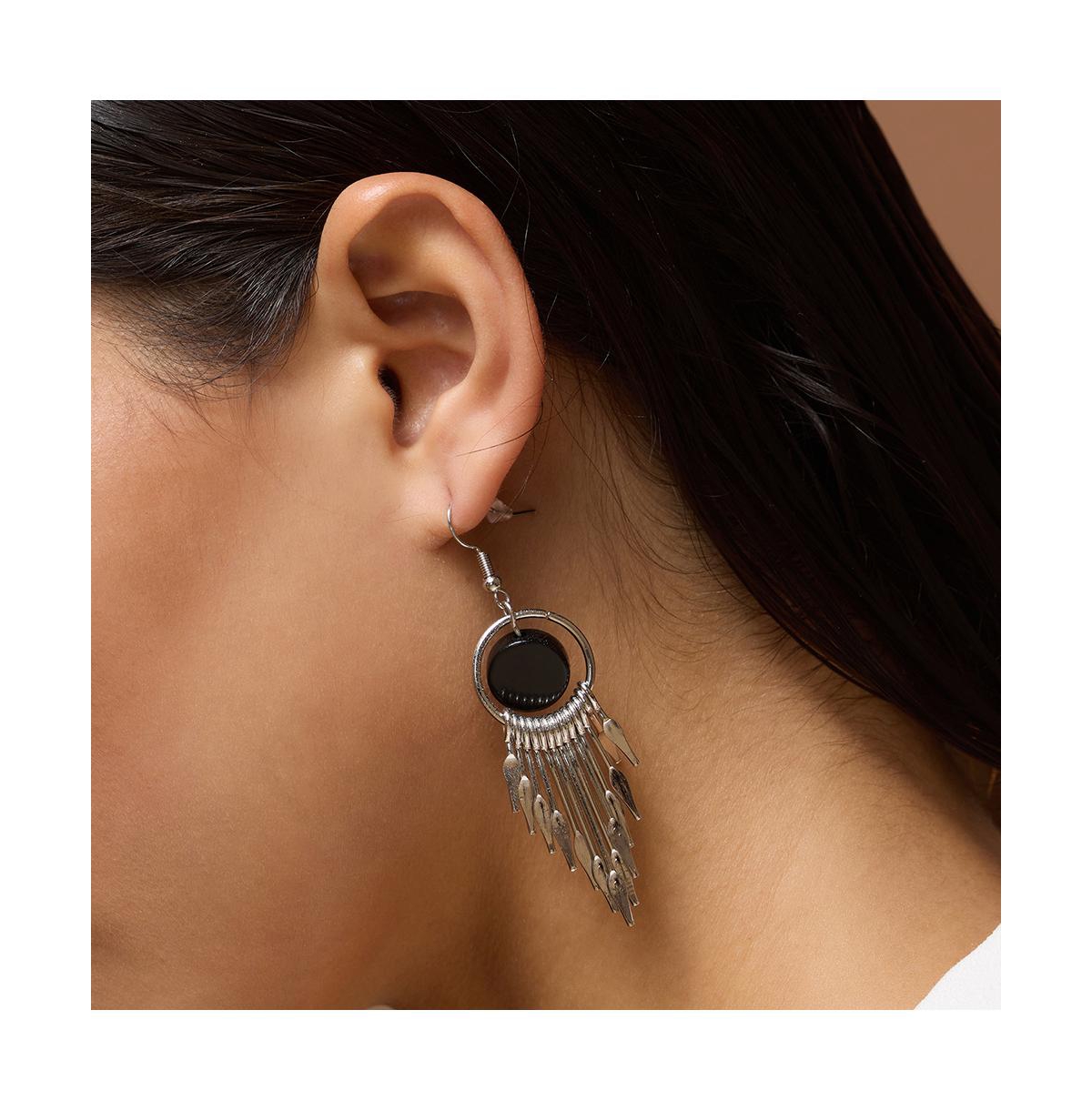 Sohi Women's The Lancia Drop Earrings In Black