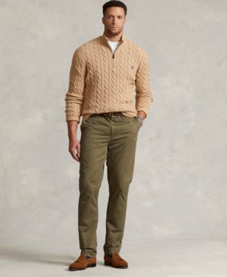 Men's Big & Tall Cable-Knit Cotton Quarter-Zip Sweater