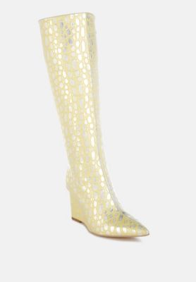 Womens Bar Zone Tear Shaped Faux Leather Boots