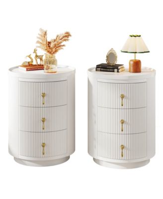 Set, 2-Piece, Engineered Wood, 3 Drawers, No Assembly, Modern Storage, Nightstand