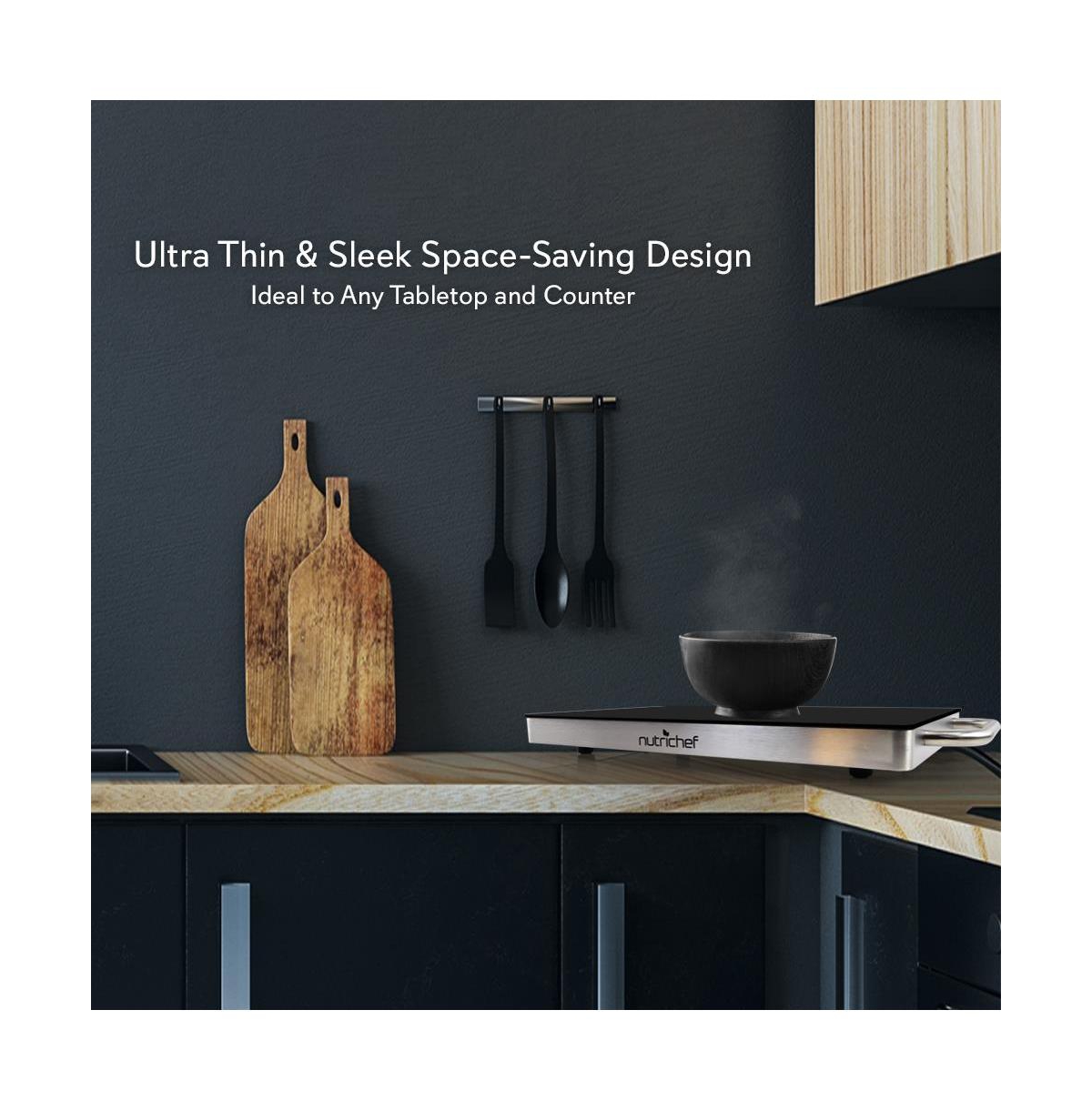 NutriChef Electric Warming Tray with Non-Stick Heat-Resistant Glass Plate, Heating Surface - PKWTR45