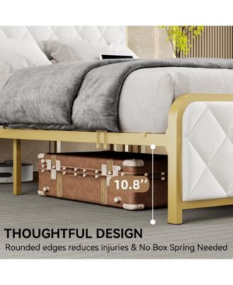 King Bed Frame,Velvet Upholstered Platform Bed Frame with Diamond Tufted Headboard, No Box Spring Needed
