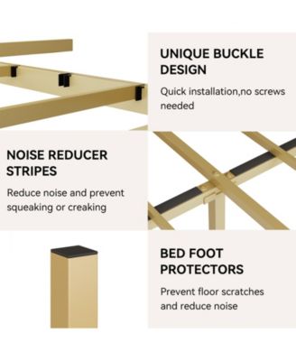 King Bed Frame,Velvet Upholstered Platform Bed Frame with Diamond Tufted Headboard, No Box Spring Needed