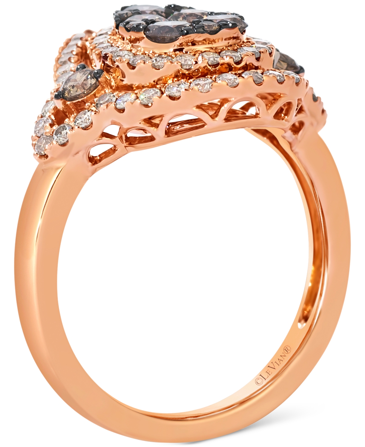 Le Vian Chocolate Diamond & Nude Diamond Pear Halo Cluster Ring (1-1/3 Ct. T.w.) In 14k Rose Gold In Rose Gold