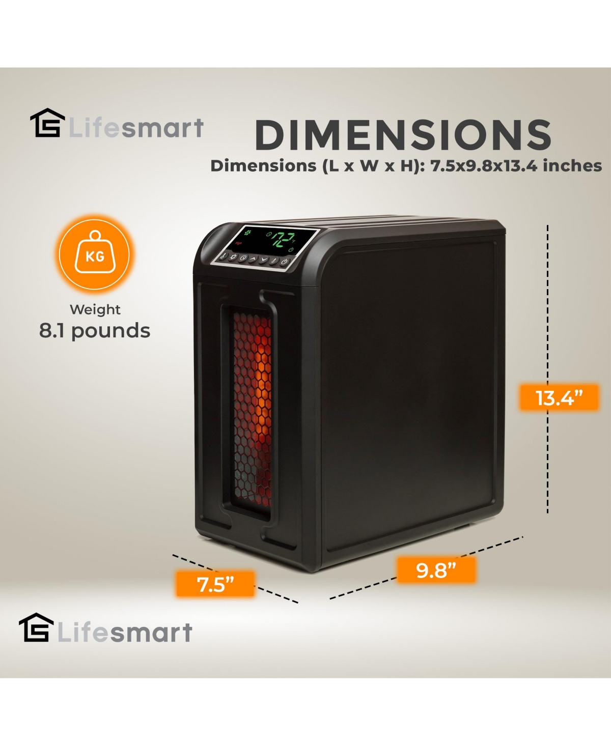 Lifesmart 3 Element 1500W Quartz Infrared Electric Portable Room Space Heater