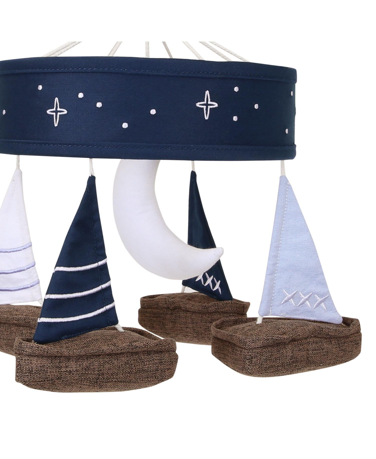 Lambs and Ivy Little Skipper Sailboat and Moon Musical Baby Crib Mobile Soother Toy