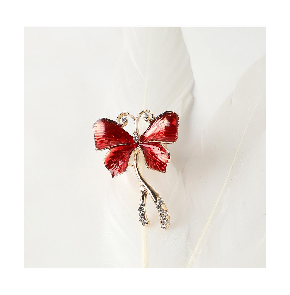 Sohi Women's Butterfly Statement Ring In Red
