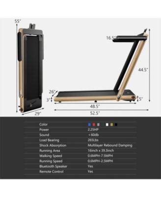 2.25HP 2-in-1 Folding Treadmill – APP, Speaker & Remote