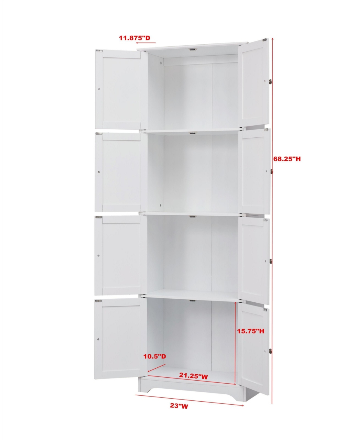 Kings Brand Furniture Lyons 4-Tier Kitchen Pantry Storage Cabinet with 8 Doors