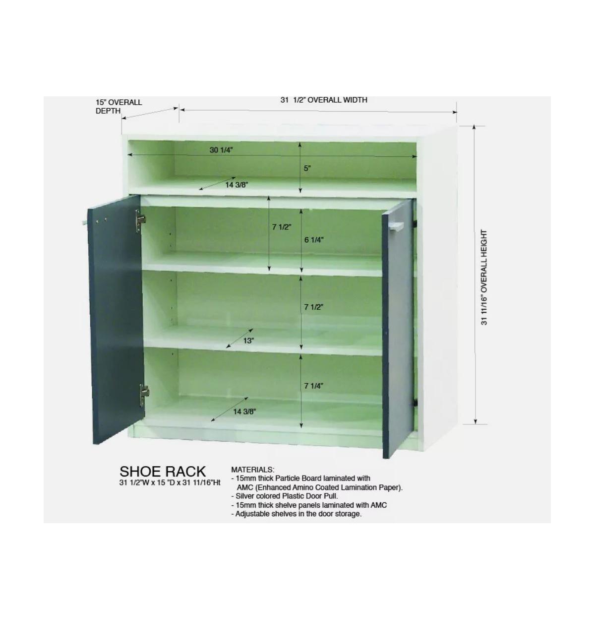 Kings Brand Furniture Marcy 2-Door Shoe Storage Cabinet, White