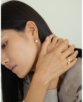 Sterling Silver 18k Gold Plated Lorelei Pearl Earrings – Dainty Earrings, Lightweight, Vacation Style