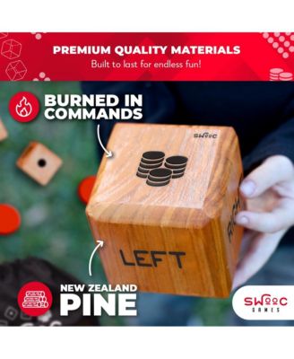 Giant Right Center Left Dice Game (All Weather) w/ 24 Large Chips & Carry Bag - Jumbo Wooden Lawn Game - Backyard Games