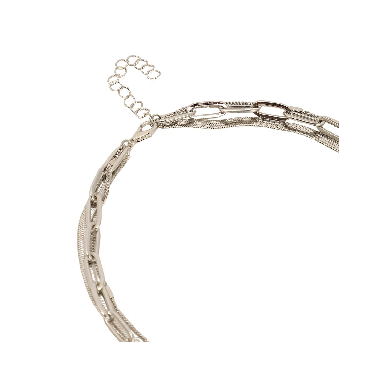 Sohi Women's The Halo Snakechain Multi-layer Necklace In Silver