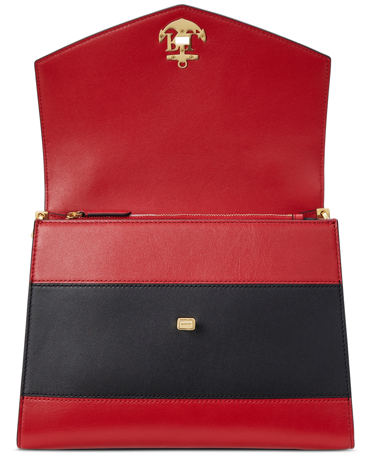 Lauren Ralph Lauren Two-Tone Leather Farrah Satchel -Festive Red