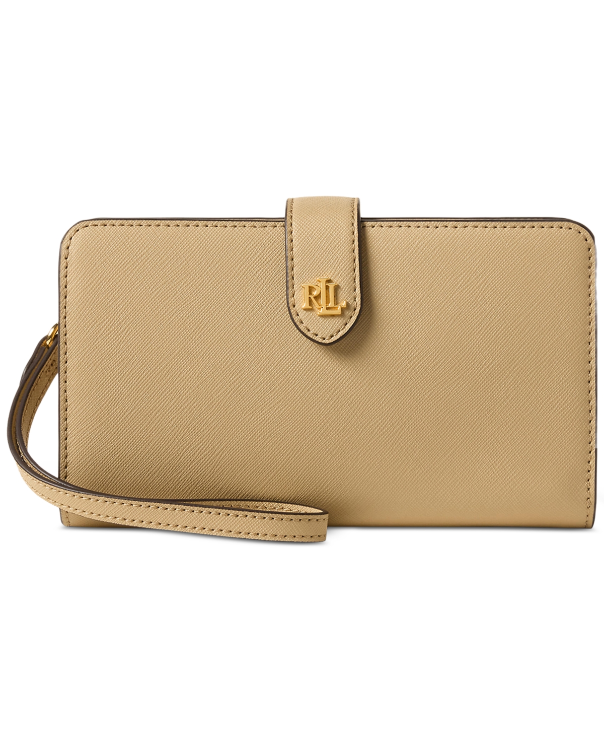 Crosshatch Leather Tech Wristlet - Birch Tan