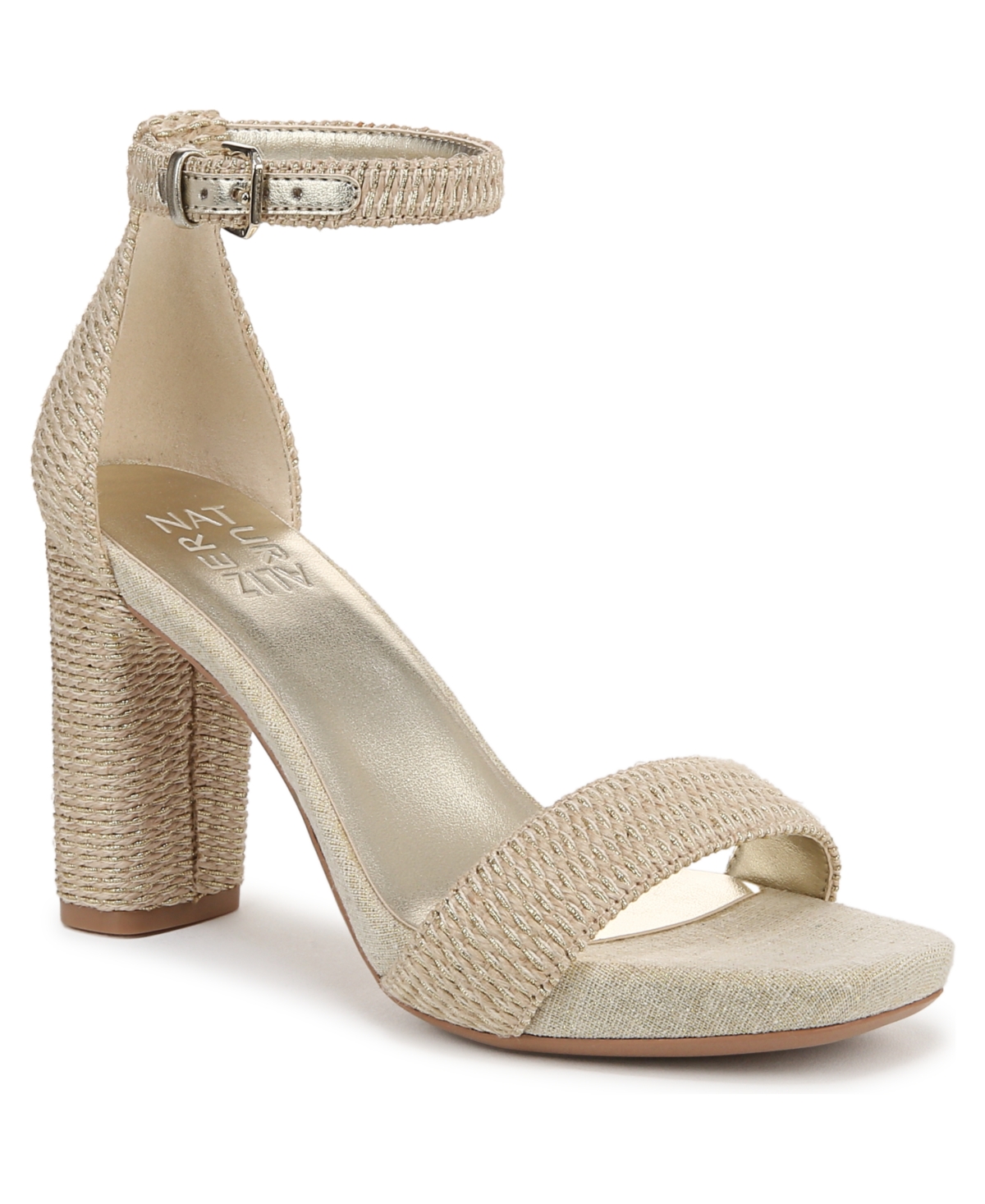 Naturalizer Joy Ankle Strap Sandal In Natural gold Woven Fabric ModeSens