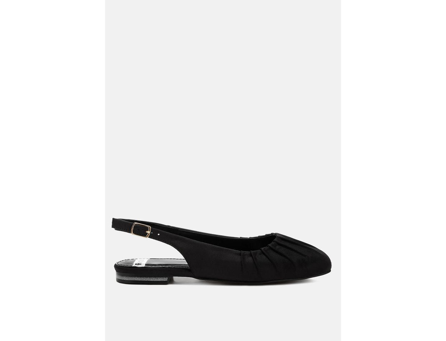 Женские балетки Rag & Co Cheeni Satin Square Toe Flat Slingbacks, цвет: Чёрный — фото 1