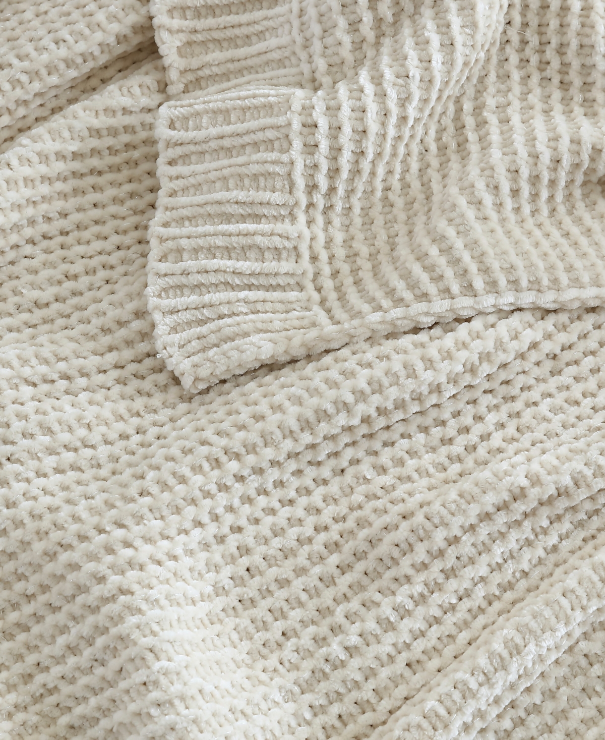French Connection Eloise Lurex Chenille Throw, 50" X 70" In Oatmeal