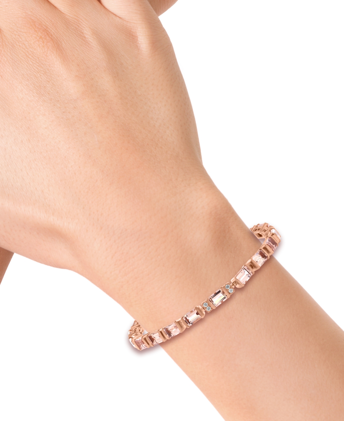 Effy Collection Effy Morganite (11-3/4 Ct. T.w.) & Zircon (1/2 Ct. T.w.) Flex Bracelet In 14k Gold-plated Sterling S In Morganite