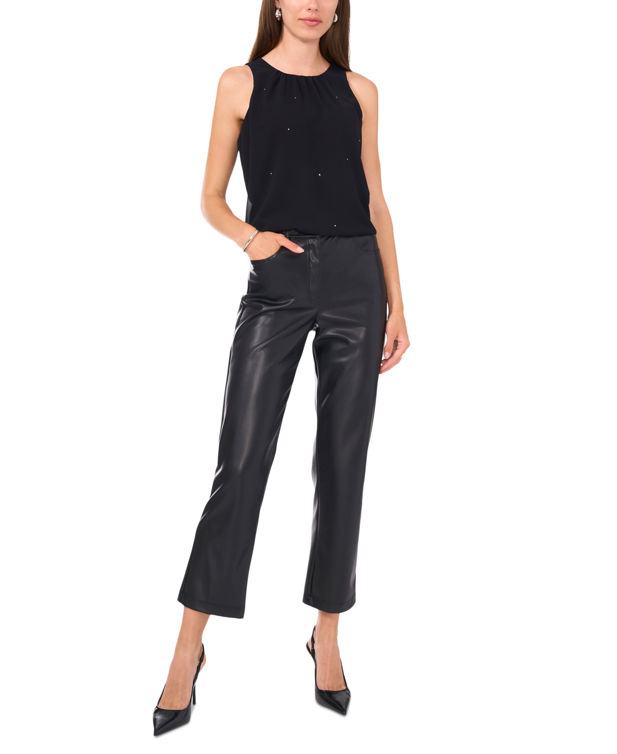 VINCE CAMUTO WOMEN'S SLEEVELESS EMBELLISHED TOP 