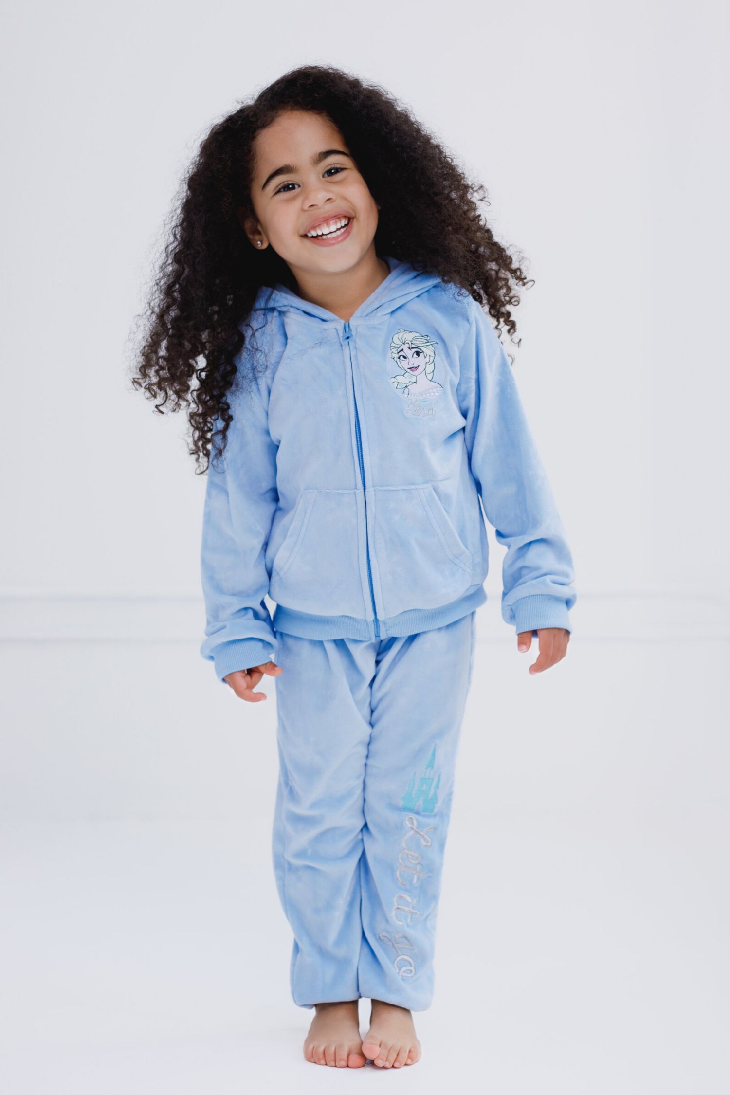 Disney Girls ( 6 to 10-12 ) Minnie Mouse Velour Zip Up Hoodie and Jogger Pants Outfit Set