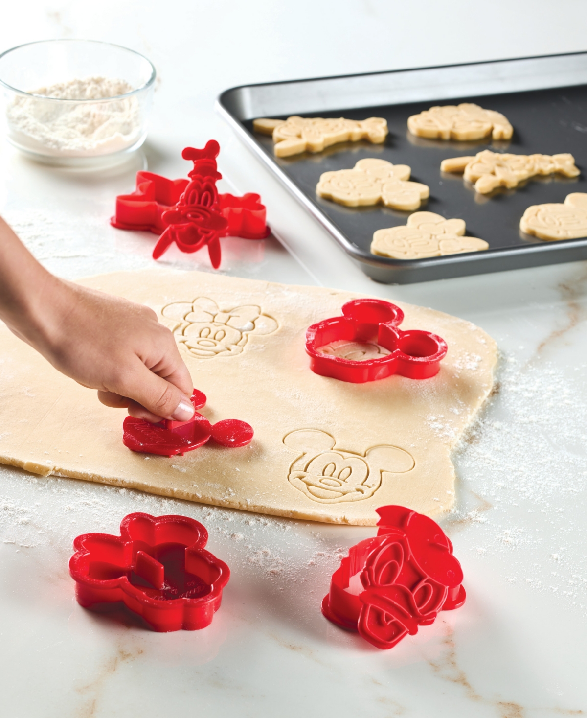 Disney Home Bake With Mickey Mouse 8-piece Cookie Cutter And Stamp Set In Red