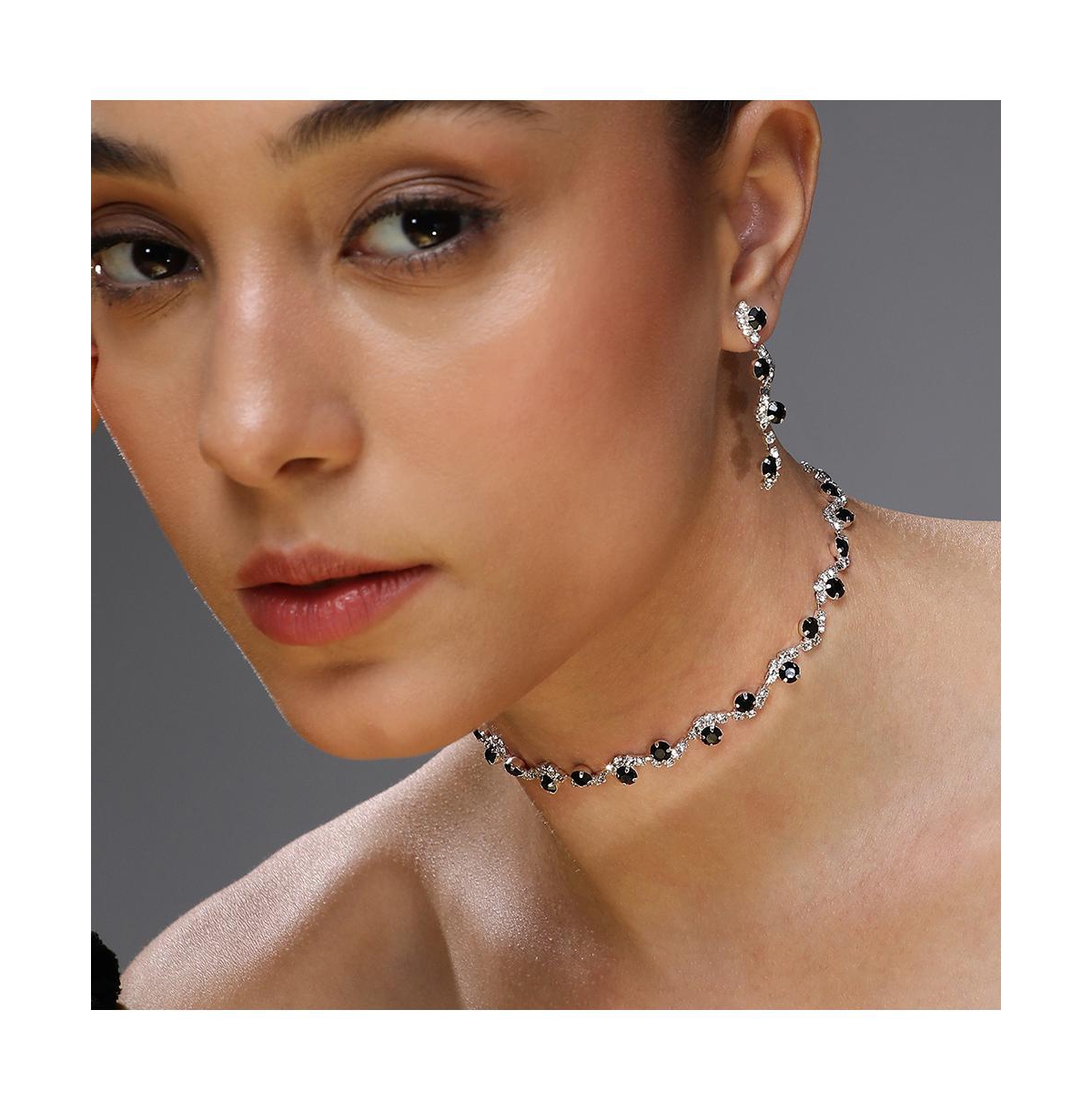 Sohi Women's Swirl Jewellery Set In Black