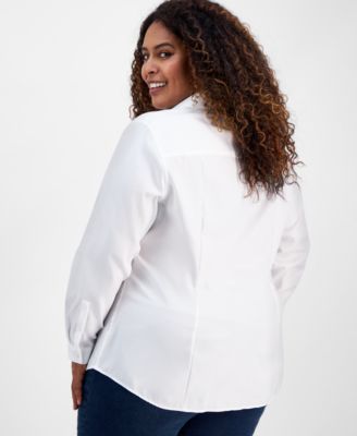 Plus Size Cotton Button-Front Shirt