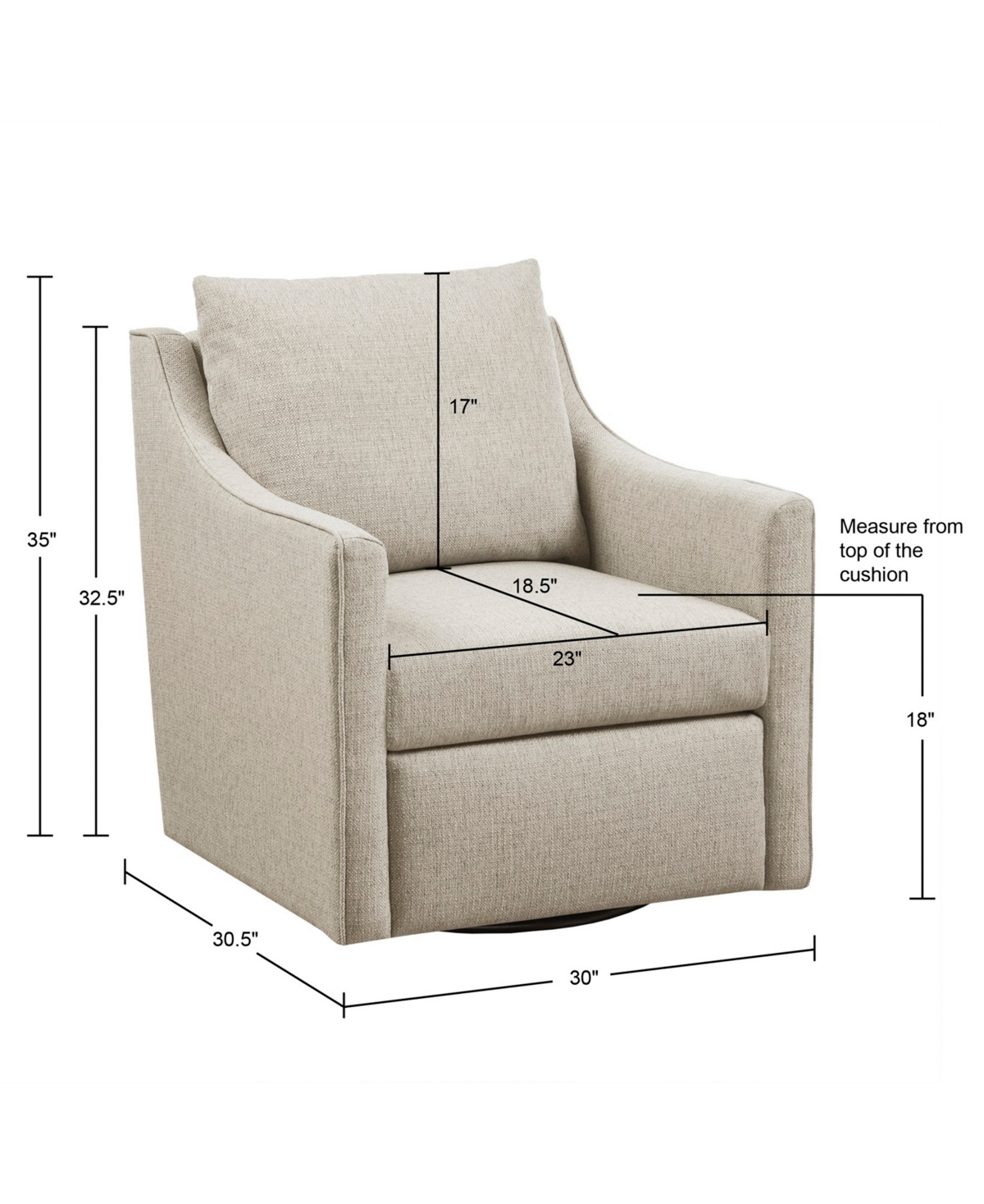 Martha Stewart Collection 30" Wood Christian Wide Swivel Armchair In Natural