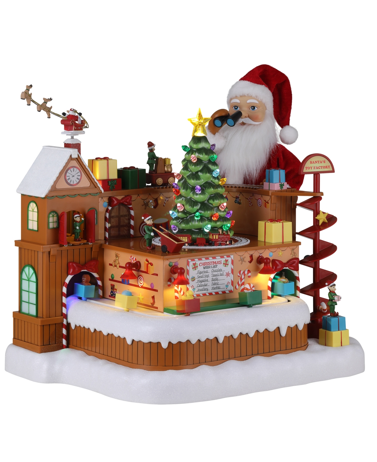 Mr. Christmas 15" Animated Santa's Toy Factory Workshop In Multi